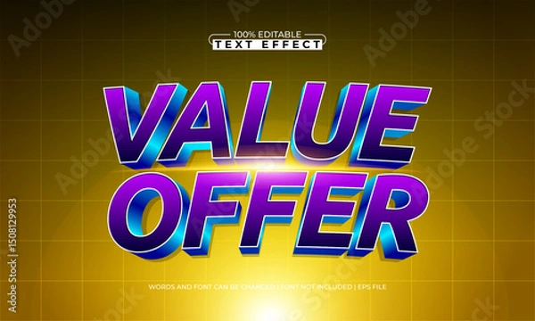 Fototapeta value offer editable text effect with a sale and offer text style