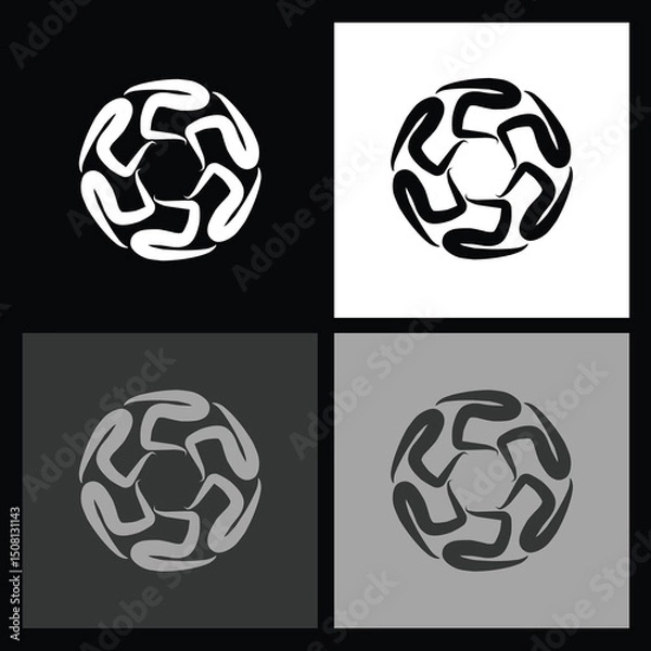 Fototapeta Elegant Black and White Radial Icon for Logos and Web Interfaces – High-Quality Vector Design Ideal for Branding and Minimalist Themes