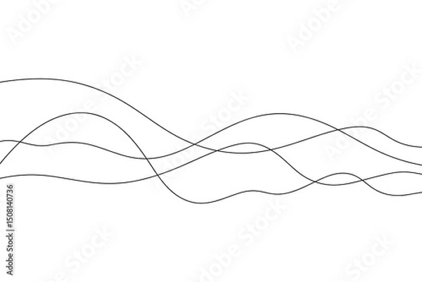 Fototapeta Intersecting thin abstract wavy curved lines on a white background, black and white vector illustration. Graphic minimalistic modern background for banners, decorations, labels, decor, branding