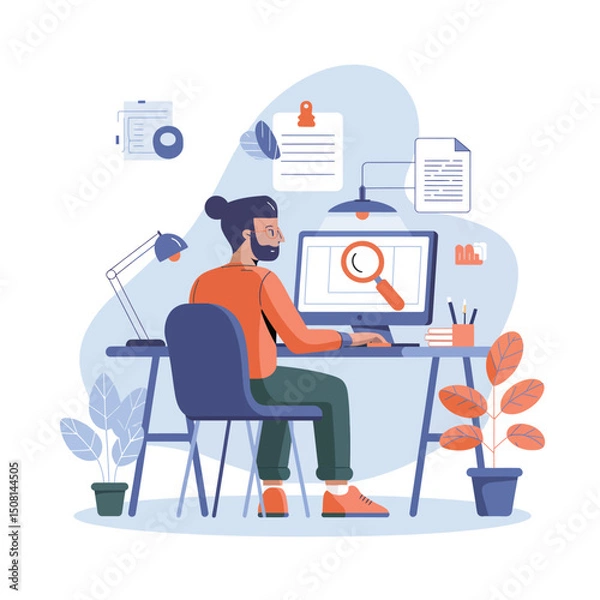 Fototapeta person working on computer
