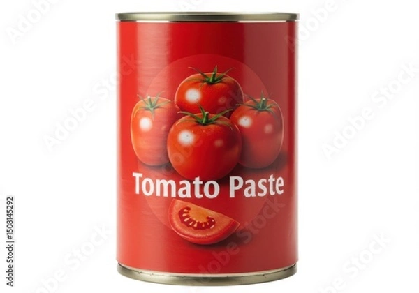Fototapeta Red can of tomato paste with fresh tomatoes