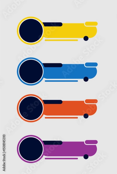 Fototapeta Set Colorful Infographic Tabs Design vector
