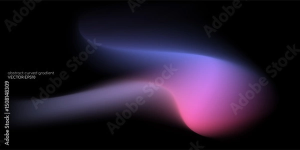 Fototapeta Vector abstract blurred gradient background smooth curve shape with colorful light  purple blue on black background