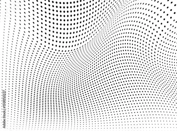 Obraz The halftone texture is black and white. Waves from dots