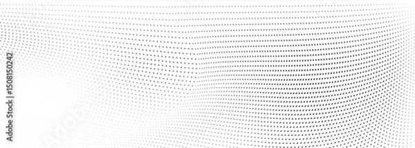 Obraz The halftone texture is black and white. Waves from dots