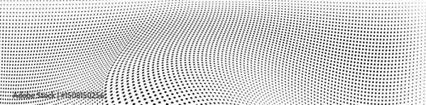 Obraz The halftone texture is black and white. Waves from dots