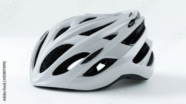 Fototapeta Gray bicycle helmet on white background