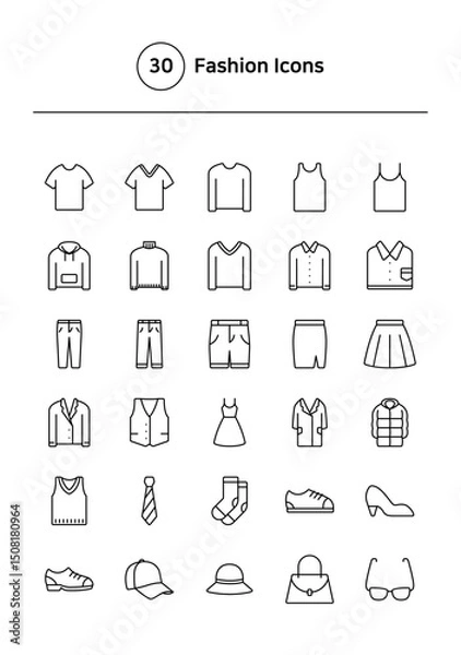 Fototapeta Fashion vector line icons set.