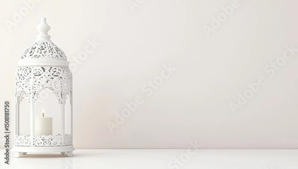 Fototapeta Elegant white lantern on a plain surface