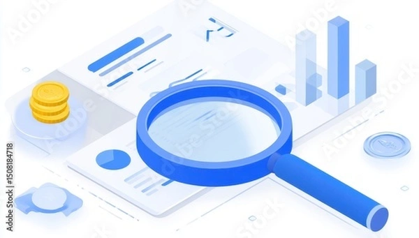 Obraz Financial data analysis, isometric view