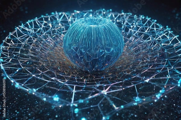 Obraz Abstract Digital Network Sphere. Generative AI.