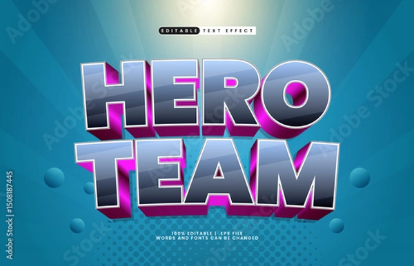 Fototapeta hero team editable text effect with a team and sport text effect