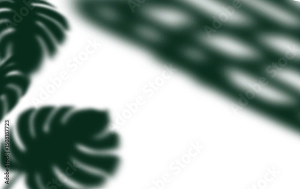 Fototapeta Green natural wall with tree shadow castiing blur light sunlight on floor and wall
