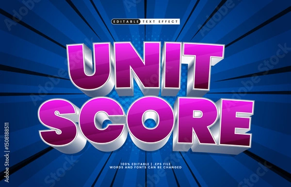 Fototapeta unit score editable text effect with a team and sport text effect