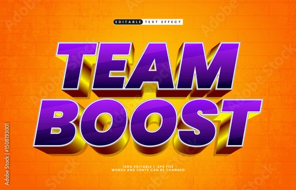 Fototapeta team boost editable text effect with a team and sport text effect