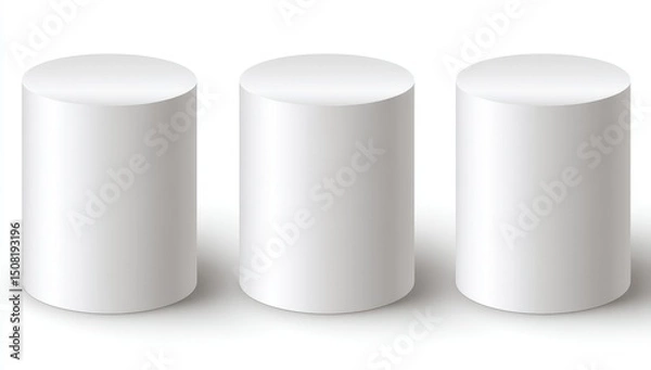 Obraz Three blank, light gray cylinders