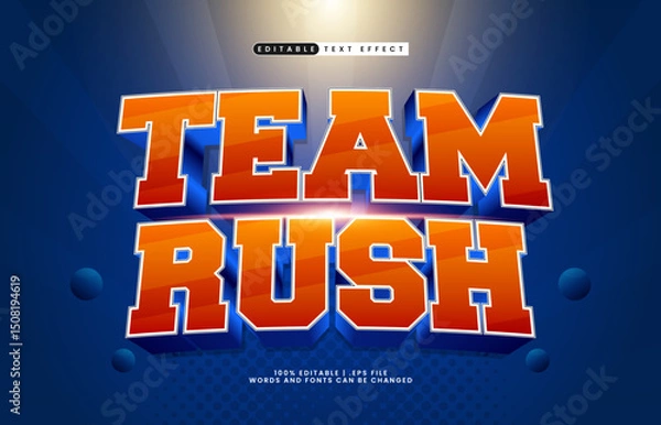 Fototapeta team rush editable text effect with a team and sport text effect