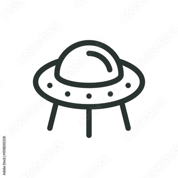 Fototapeta UFO line icon, flying saucer vector symbol with editable stroke