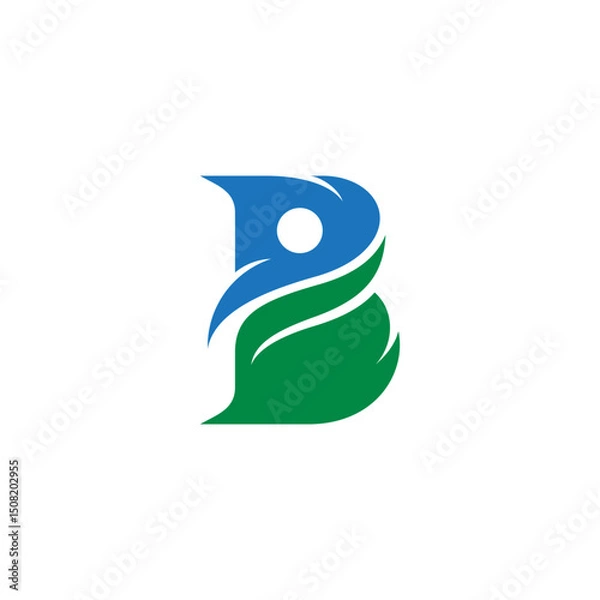 Obraz B letter and people logo with leaf element