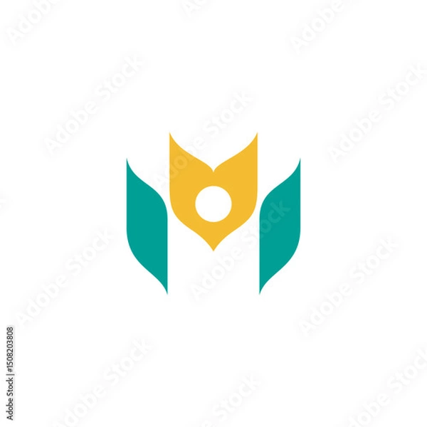 Obraz M letter and people logo with grain or wheat element