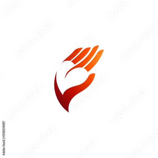 Obraz Heart in palm hand logo with simple design concept