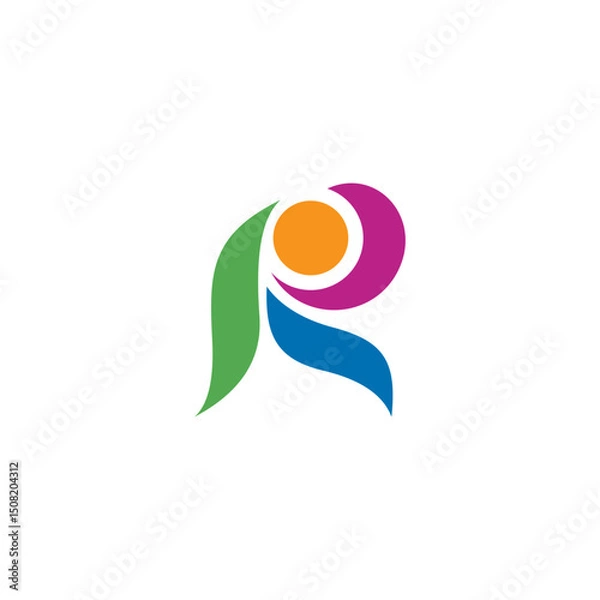 Obraz R letter and people logo with abstract concept