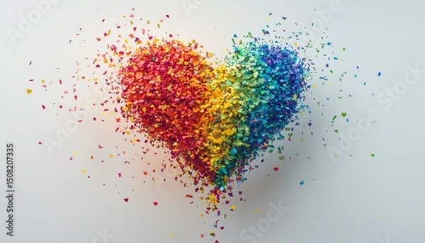 Fototapeta Colorful heart created with vibrant particles.