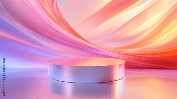Fototapeta Pink and purple cosmetic cream and candle design with smooth flowing waves and soft colorful textures