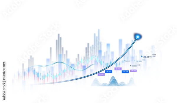 Obraz Transparent or PNG  stock market investment trading graph growth.
Trade business analytics graph and financial chart.Price graph and indicator diagrams. 	
