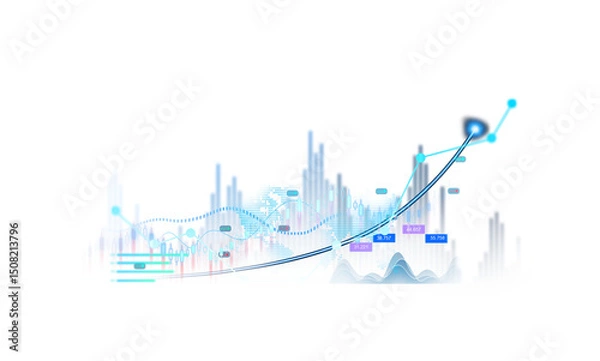 Obraz Transparent or PNG  stock market investment trading graph growth.
Trade business analytics graph and financial chart.Price graph and indicator diagrams. 	
