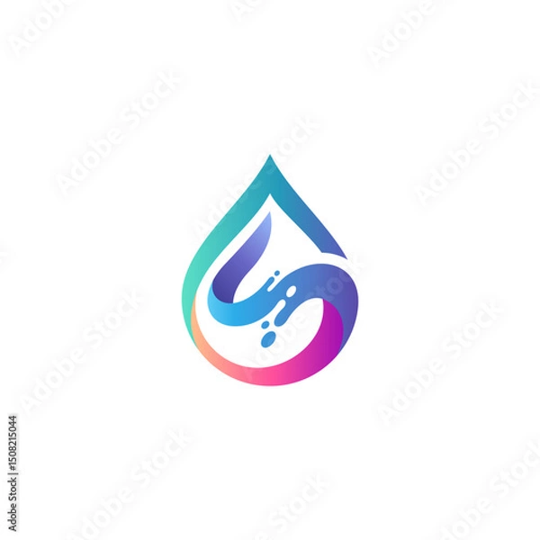 Obraz Water drop and letter S logo with splash effect