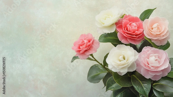 Obraz watercolor botanical Carnation flowers texture template background.Elegant wedding invitation card background . Minimal hand painted Design for wedding or Valentine's Day