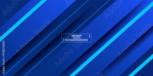 Obraz Abstract blue futuristic background overlapping. Rectangle shape pattern design with shadow and lines. Vector Eps10