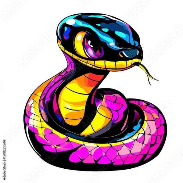 Obraz Colorful snake coiled in a dynamic pose with vibrant hues and striking patterns