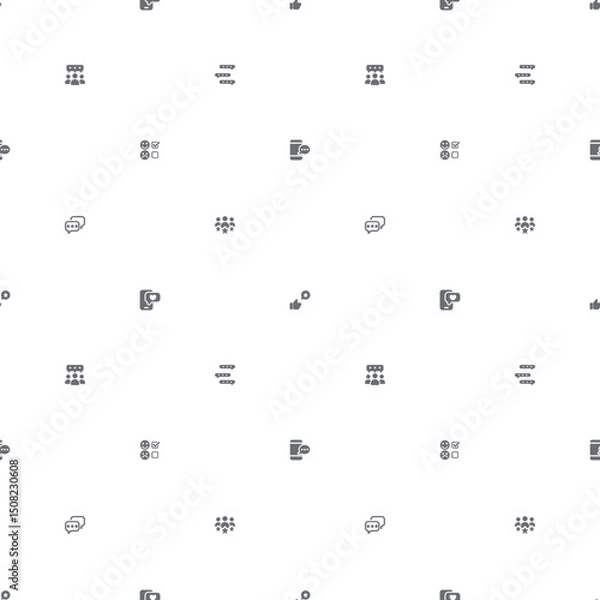 Fototapeta Seamless pattern with Review And feedback icon on white background. Included the icons as customer, rating, star rating, chat, testimonials, survey, support, communication, sign And Other Elements.