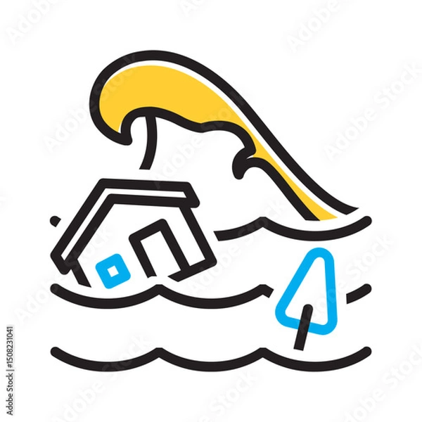 Fototapeta Vector multi color icon for Flood