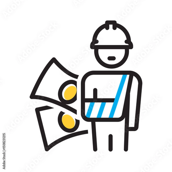 Fototapeta Vector multi color icon for Worker compensation