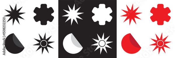 Fototapeta Sale sticker, price tag, starburst, quality mark, sunburst badges vector.  Vector illustration. isolated on white and black background. EPS 10