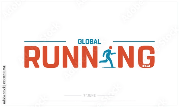 Fototapeta Global Running Day on white background, Typographic Design of Global Running Day, Vector Design of Global Running Day, Global Running Day Design