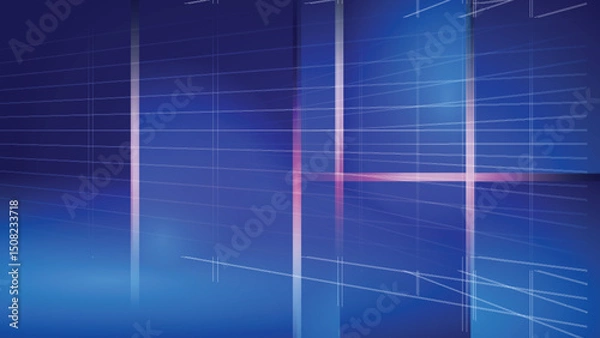 Fototapeta Abstract glow light and shade with grid line on gradient dark blue creative background. Vector illustration.