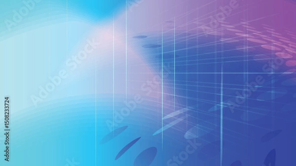 Fototapeta Abstract colorful neon light with dot halftone screen and grid line creative background. Vector illustration.