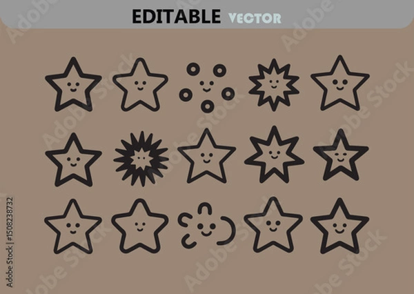 Obraz Cute Star and Circle Characters Pattern Seamless Vector Background with Smiling Faces Editable and Scalable for Various Creative Projects