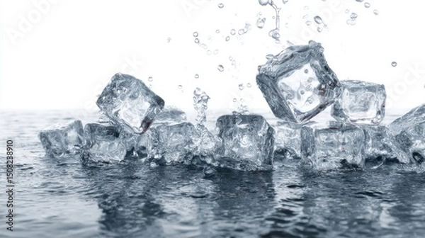 Fototapeta Ice cubes splashing