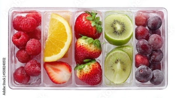 Fototapeta Frozen fruit tray, various slices