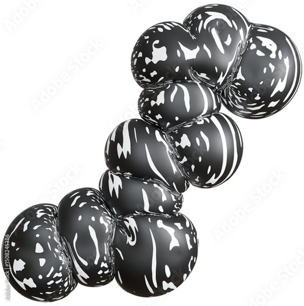 Fototapeta 3D Fun colorful inflatable abstract balloon shape. Playful creative graphic form isolated clipart. Render of geometric modern y2k illustration