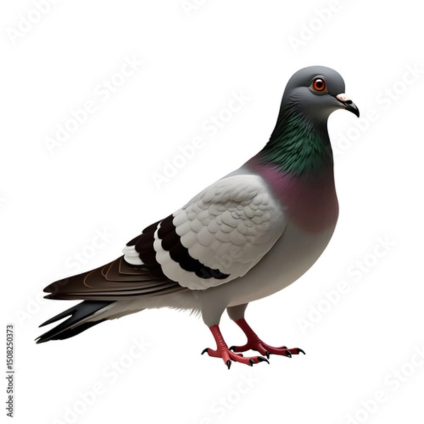 Fototapeta Pigeon with sharp focus, high-quality bird portrait – PNG file isolated on transparent background