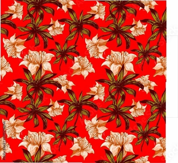 Obraz Seamless exotic pattern with tropical plants