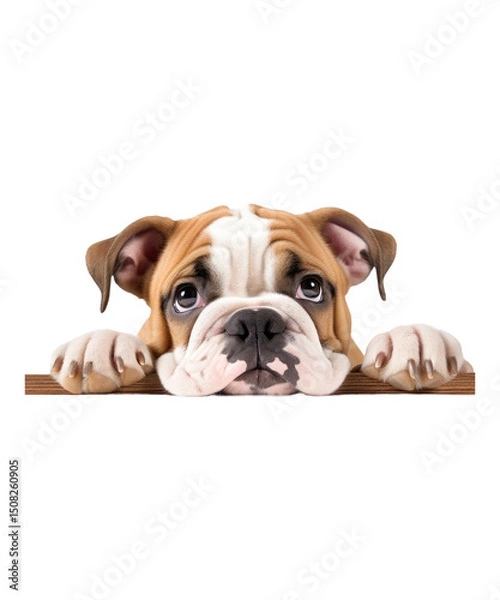 Obraz An adorable English bulldog puppy portrait isolated on a white background