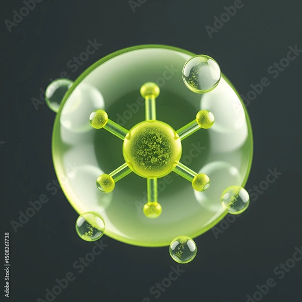 Obraz sulfur hexafluoride gas insulator molecule. Microbubbles are used as contrast agent for ultrasound imaging. Potent greenhouse gas, 3D rendering.