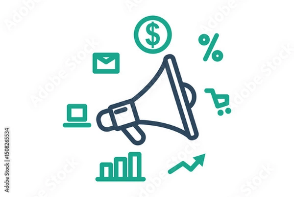 Obraz Marketing icon. line icon style. icon related to branding. business elements vector illustration